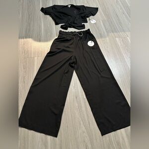 Chic Black Wide Leg Jumpsuit Set